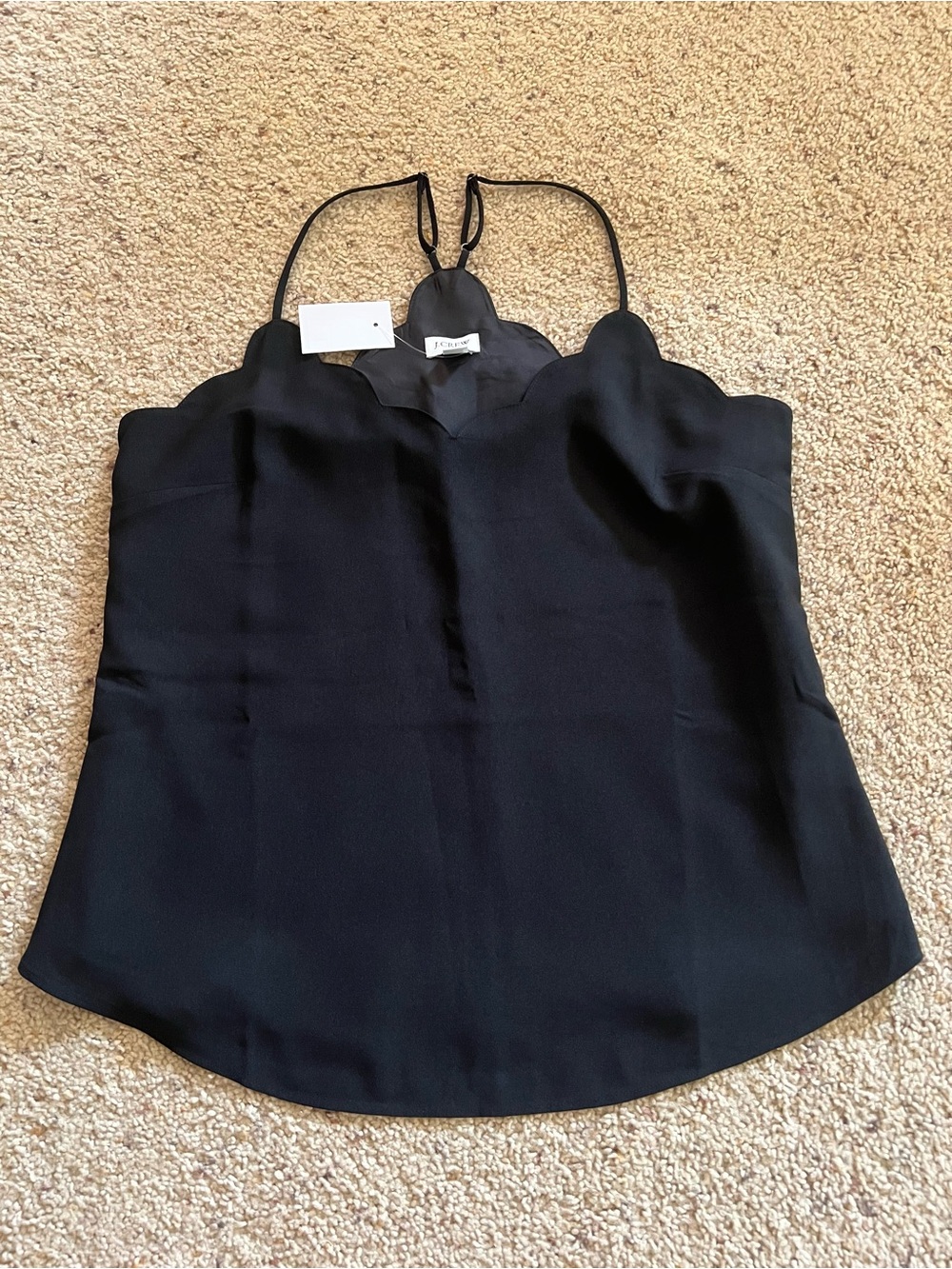 J. Crew Black Scallop Halter Cami